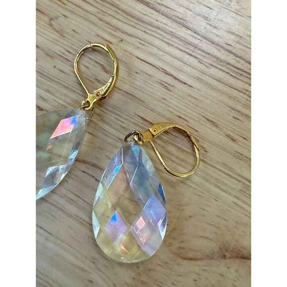 Joan Rivers Faceted Teardrop Leverback Earrings Gold Tone Glam, Holiday, Vintage - Picture 6 of 6